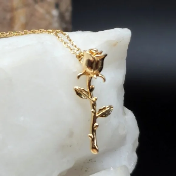 Minimalist Jewelry Dainty Rose pendant 14K Gold plated Hypoallergenic